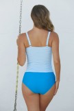 Blue Striped Sweetheart Neck Tankini Set