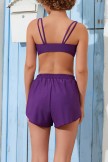 Solid Purple Bikini Top And HighWaist Elastis Boy Shorts