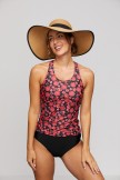 Red Sporty Wide Straps Tankini Set