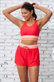 Red Colorblock Scoop Neck Wide Straps Sporty Bikini Top And HighWaist Boy Shorts Set