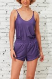 Solid Purple Scoop Neck Tankini Top And HighWaist Boy Shorts