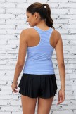 Blue Stripe Scoop Neck Sporty Tankini Top And Boy Shorts Set