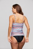 Multicolor Striped Print Scoop Neck Tankini Set