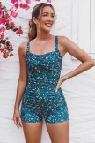 Floral Adjustable Straps Sweetheart Neck Twisted Front Ruching Tummy Control Casual OnePiece Swimsuit