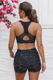 Black Mesh Patchwork VNeck Cute Bikini Top And HighWaist Boy Shorts Set