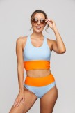 Light Grey Colorblock Cut Back Bikini Set