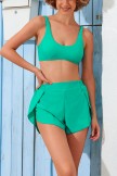 Solid Green Bikini Top And HighWaist Elastis Boy Shorts