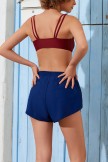 Solid Red Bikini Top And Navy HighWaist Elastis Boy Shorts