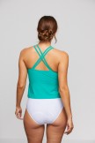 Green Scoop neck Double Straps Crossback Tankini Set