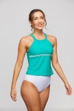 Green Scoop neck Double Straps Crossback Tankini Set