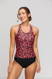 Red Sporty Wide Straps Tankini Set