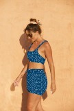 Dot Square Neck Wide Straps Sporty Bikini Top And HighWaist Boy Shorts Set