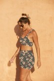 Floral Square Neck Wide Straps Sporty Bikini Top And HighWaist Boy Shorts Set