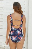 Floral Scoop Neck Backless Basic OnePiece Swimsuit