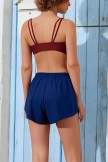 Solid Red Bikini Top And Navy HighWaist Elastis Boy Shorts