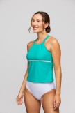 Green Scoop neck Double Straps Crossback Tankini Set