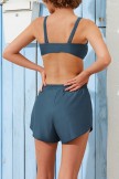 Solid Navy Bikini Top And HighWaist Elastis Boy Shorts