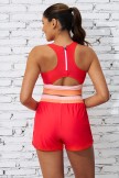 Red Colorblock Scoop Neck Wide Straps Sporty Bikini Top And HighWaist Boy Shorts Set