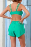 Solid Green Bikini Top And HighWaist Elastis Boy Shorts