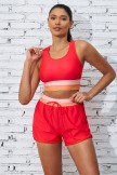 Red Colorblock Scoop Neck Wide Straps Sporty Bikini Top And HighWaist Boy Shorts Set